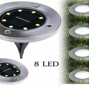 8X DISK LIGHTS PANNELLO SOLARE DA GIARDINO LED SENSORE CREPUSCOLARE FARETTO